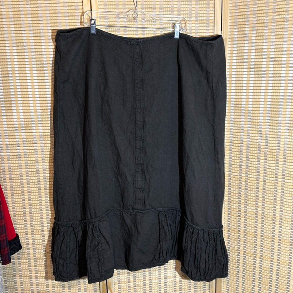 Unbranded Possibly Handmade Black Linen Skirt 46 Inch Waist 35 Inch Length